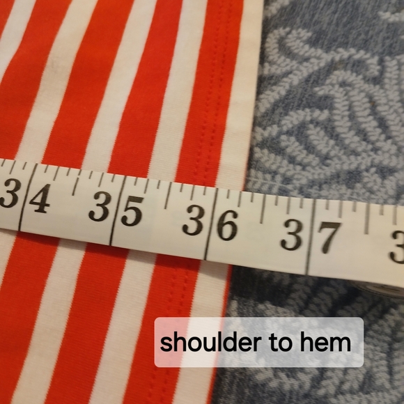 Talbots Women's Reddish Orange And White Striped T Shirt Dress With Belt Size LP - Picture 9 of 10